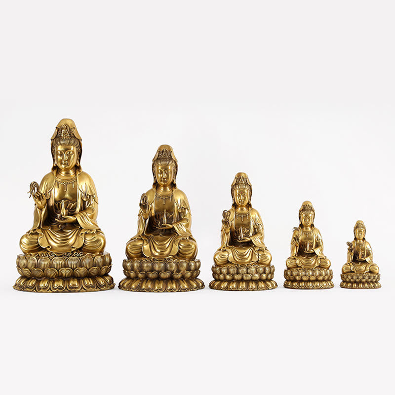 Nimara Ritual Kwan Yin Avalokitesvara Holding A Willow Bottle Harmony Brass Copper Statue Home Decoration