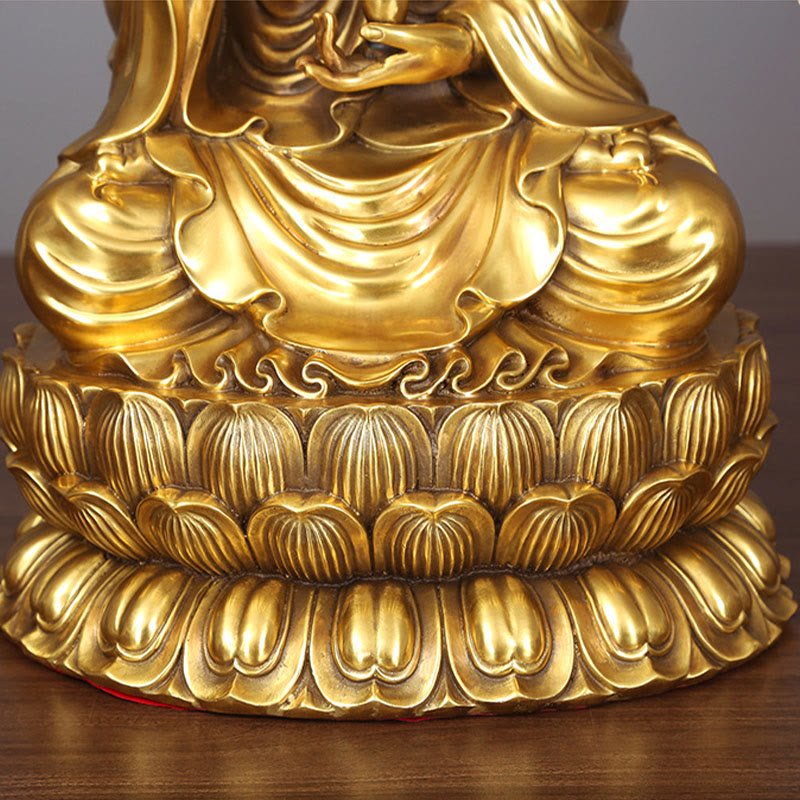 Nimara Ritual Kwan Yin Avalokitesvara Holding A Willow Bottle Harmony Brass Copper Statue Home Decoration