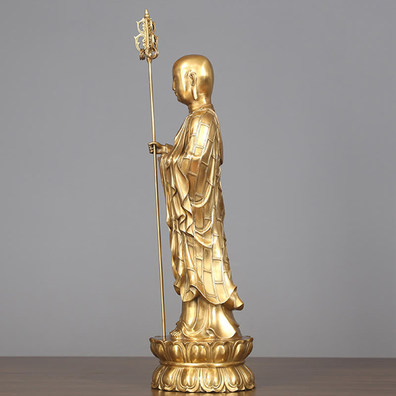 Nimara Ritual Ksitigarbha Bodhisattva Figurine Compassion Copper Statue Home Offering Decoration