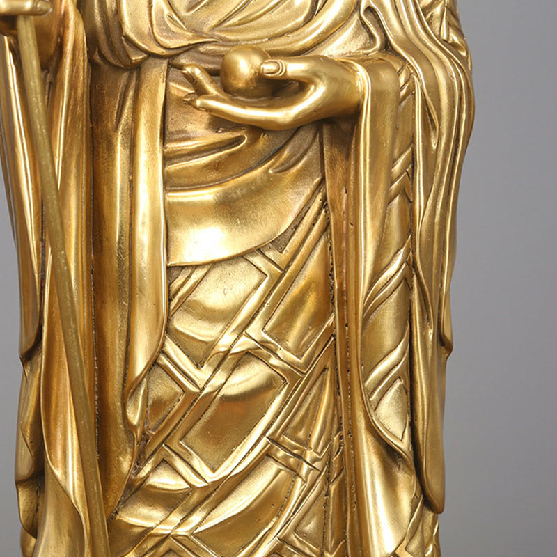 Nimara Ritual Ksitigarbha Bodhisattva Figurine Compassion Copper Statue Home Offering Decoration