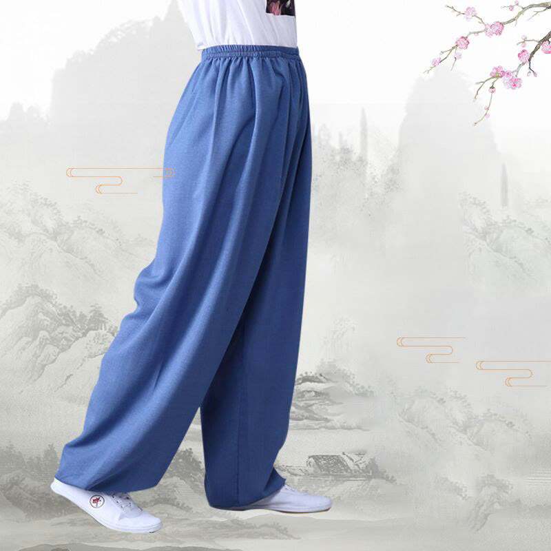 Nimara Ritual Summer Elastic Waist Tai Chi Qigong Practice Cotton Linen Unisex Pants