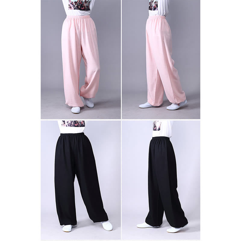 Nimara Ritual Summer Elastic Waist Tai Chi Qigong Practice Cotton Linen Unisex Pants