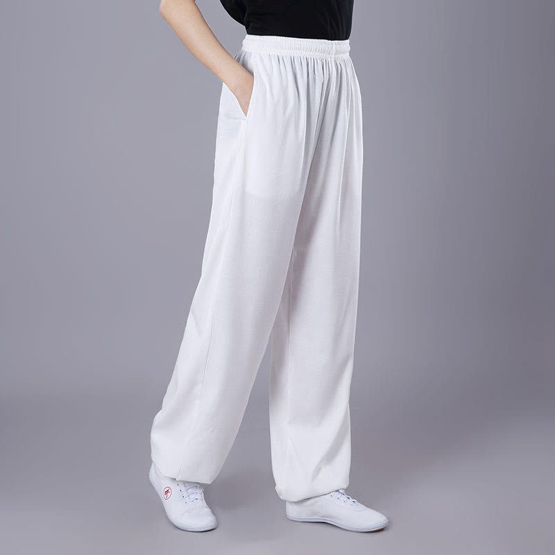 Nimara Ritual Summer Unisex Elastic Waist Tai Chi Qigong Practice Breathable Pants With Pockets