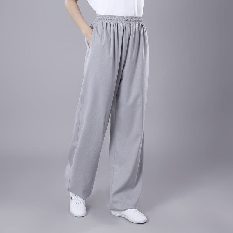 Nimara Ritual Summer Unisex Elastic Waist Tai Chi Qigong Practice Breathable Pants With Pockets