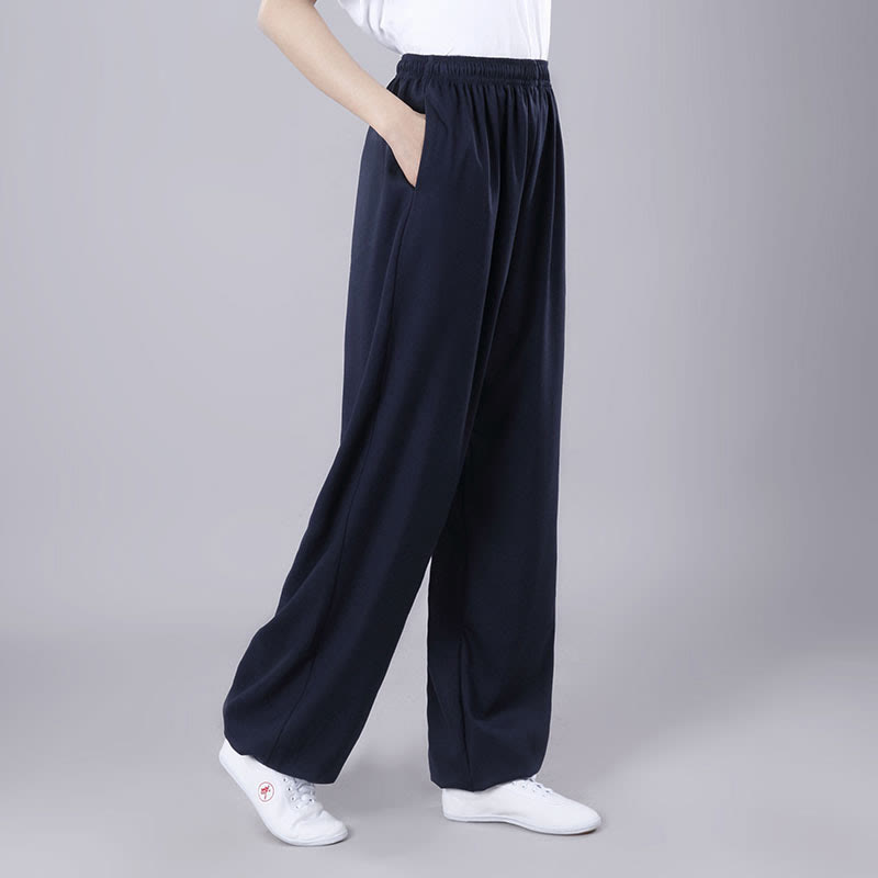 Nimara Ritual Summer Unisex Elastic Waist Tai Chi Qigong Practice Breathable Pants With Pockets