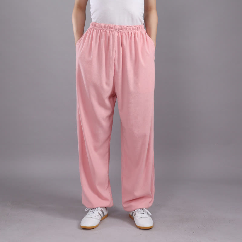 Nimara Ritual Summer Unisex Elastic Waist Tai Chi Qigong Practice Breathable Pants With Pockets
