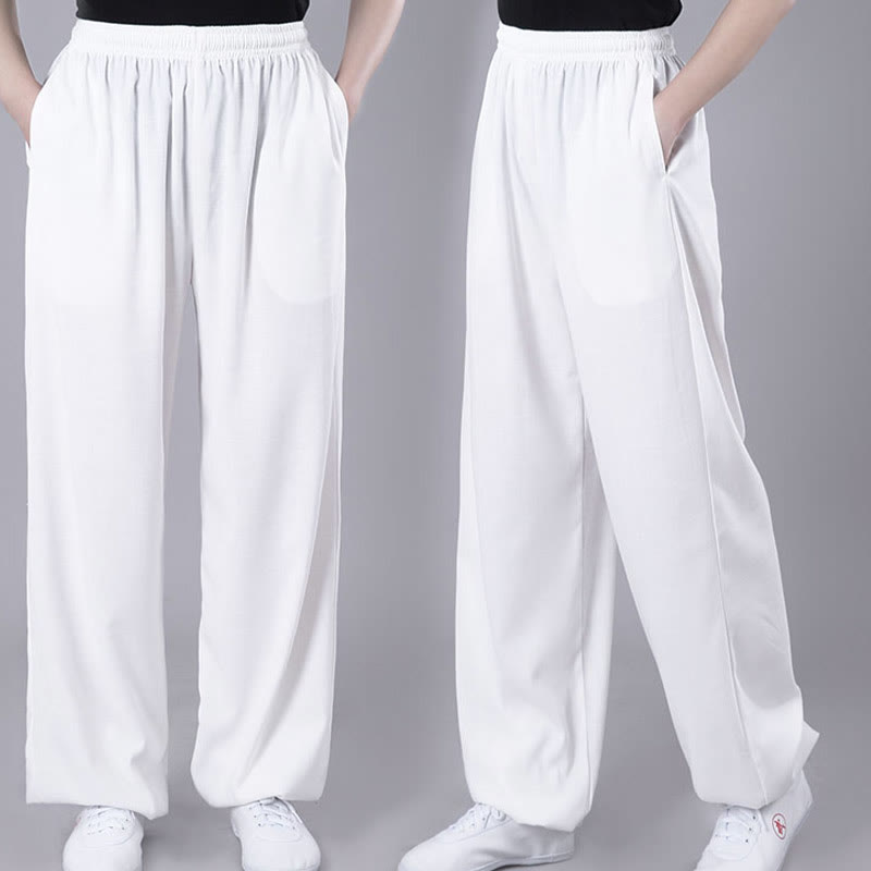 Nimara Ritual Summer Unisex Elastic Waist Tai Chi Qigong Practice Breathable Pants With Pockets