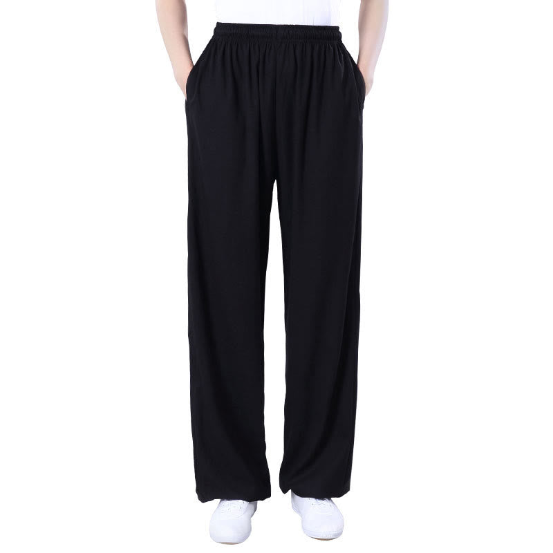 Nimara Ritual Summer Unisex Elastic Waist Tai Chi Qigong Practice Breathable Pants With Pockets