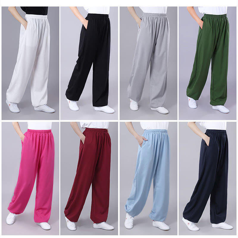 Nimara Ritual Summer Unisex Elastic Waist Tai Chi Qigong Practice Breathable Pants With Pockets