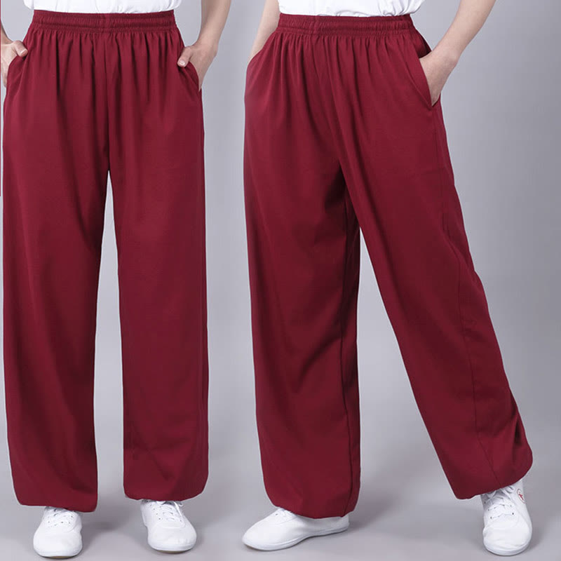 Nimara Ritual Summer Unisex Elastic Waist Tai Chi Qigong Practice Breathable Pants With Pockets