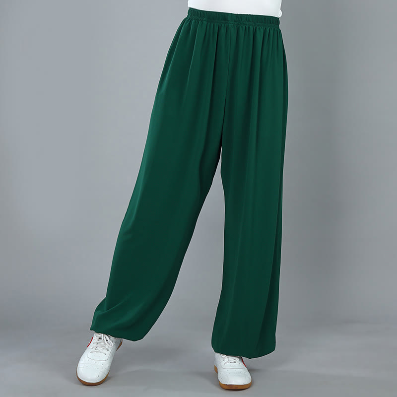 Nimara Ritual Summer Unisex Elastic Waist Tai Chi Kung Fu Qigong Practice Cotton Breathable Pants With Pockets