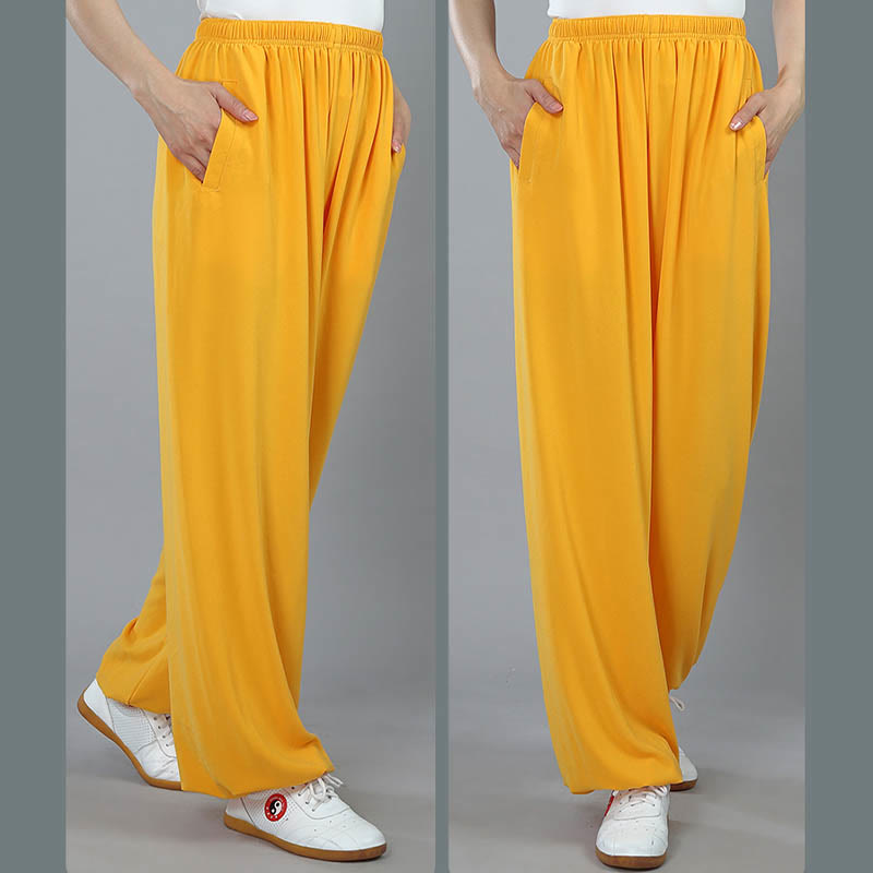 Nimara Ritual Summer Unisex Elastic Waist Tai Chi Kung Fu Qigong Practice Cotton Breathable Pants With Pockets