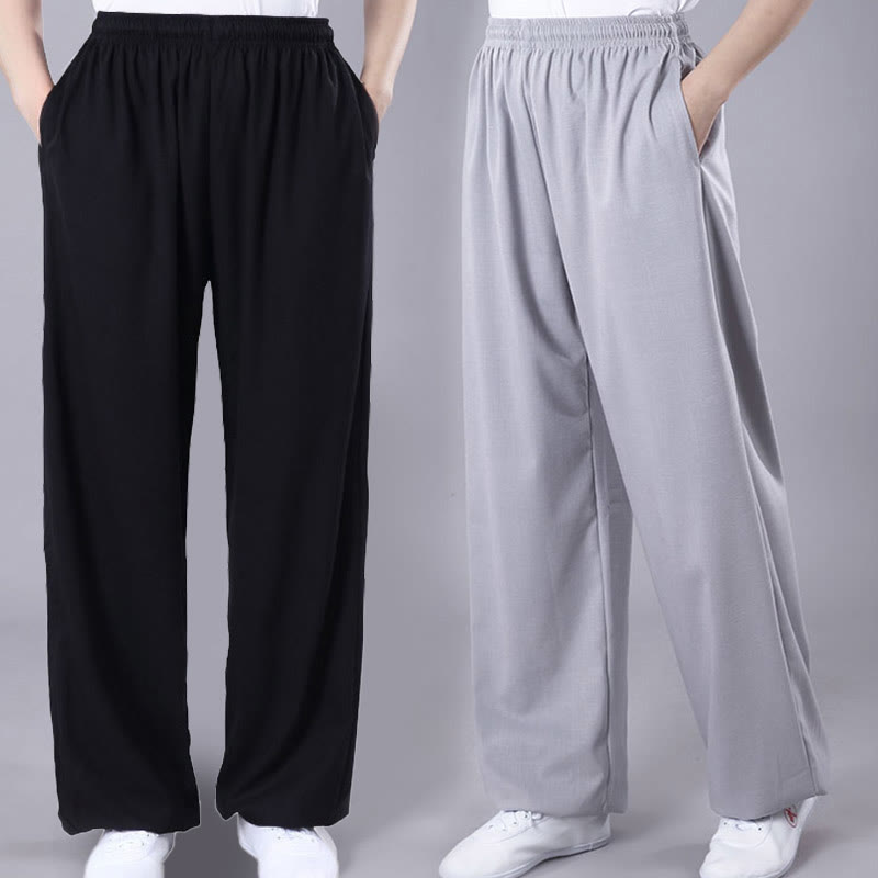 Nimara Ritual Summer Unisex Elastic Waist Tai Chi Qigong Practice Breathable Pants With Pockets