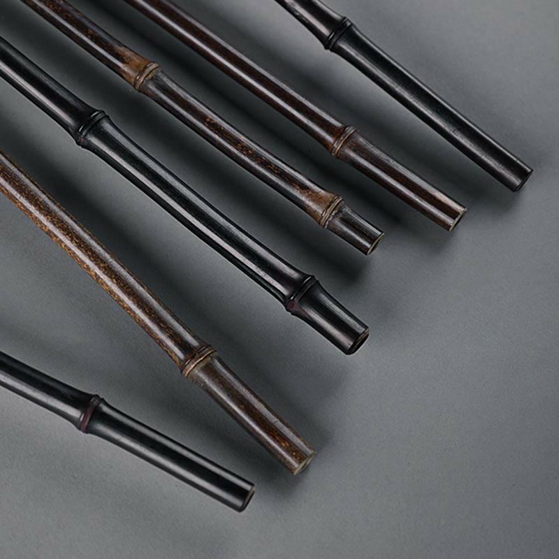 Nimara Ritual Chinese Style Handmade Bamboo Long Handle Portable Curlable Fan