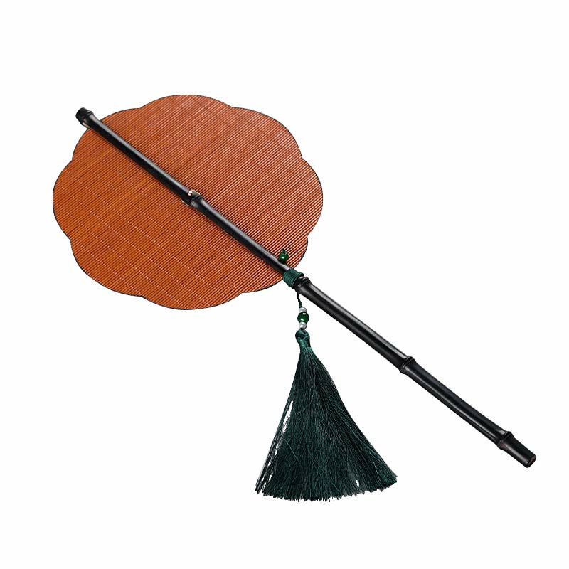 Nimara Ritual Chinese Style Handmade Bamboo Long Handle Portable Curlable Fan