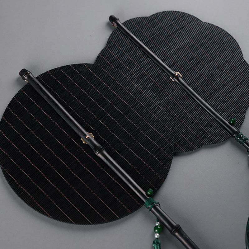 Nimara Ritual Chinese Style Handmade Bamboo Long Handle Portable Curlable Fan