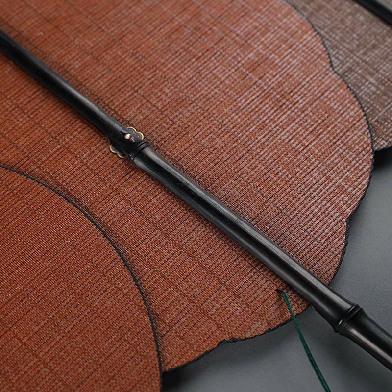 Nimara Ritual Chinese Style Handmade Bamboo Long Handle Portable Curlable Fan
