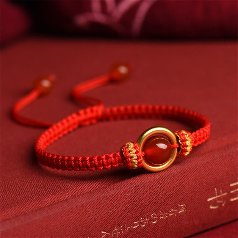 Nimara Ritual Red Agate Bead Peace Buckle Calm Rope Bracelet
