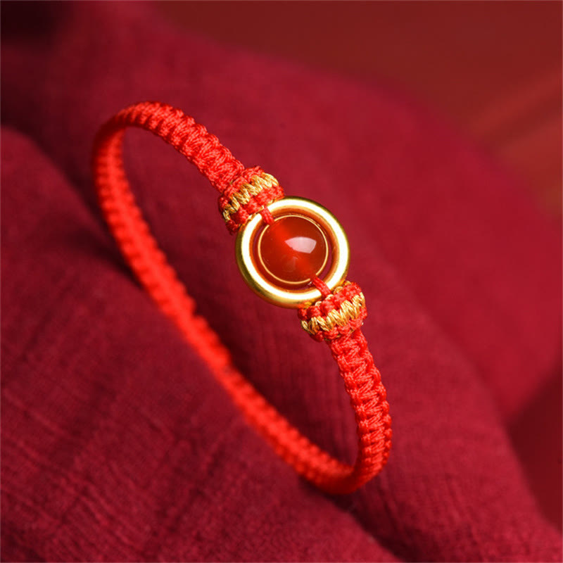 Nimara Ritual Red Agate Bead Peace Buckle Calm Rope Bracelet