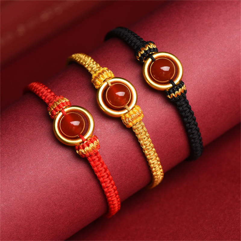 Nimara Ritual Red Agate Bead Peace Buckle Calm Rope Bracelet