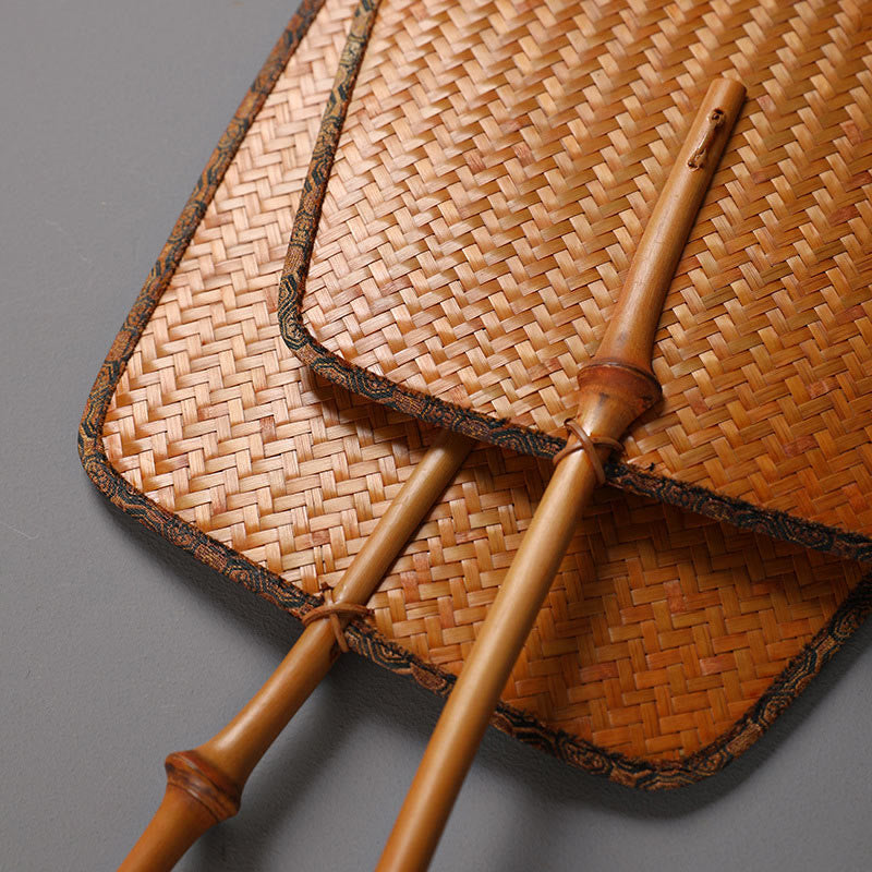 Nimara Ritual Chinese Style Handmade Bamboo Long Handle Fan