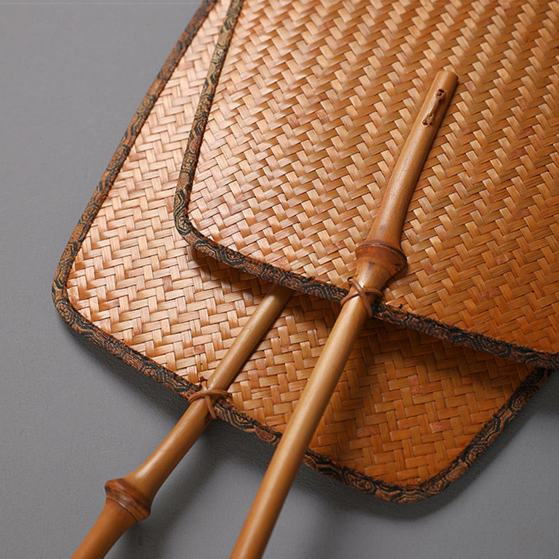 Nimara Ritual Chinese Style Handmade Bamboo Long Handle Fan