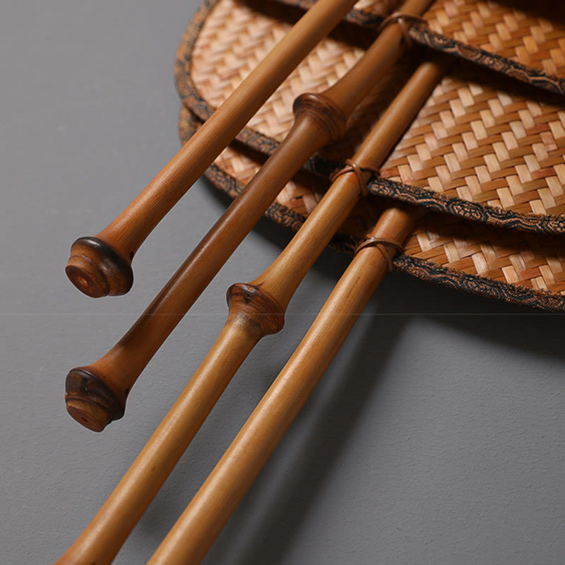 Nimara Ritual Chinese Style Handmade Bamboo Long Handle Fan