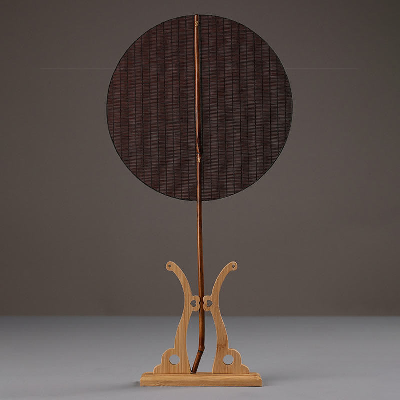 Nimara Ritual Chinese Style Handmade Round Shaped Bamboo Long Handle Fan