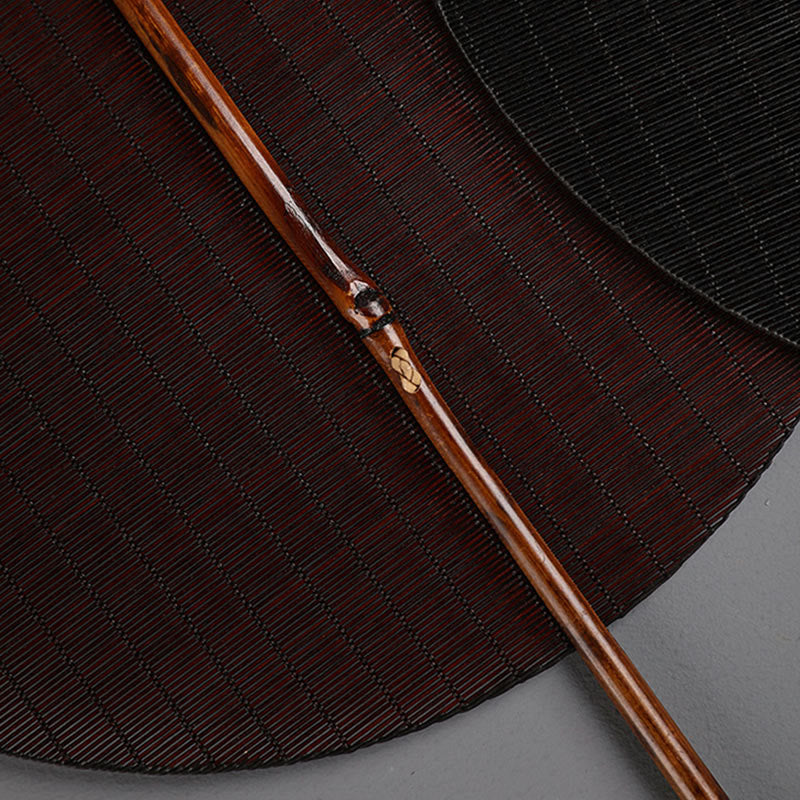 Nimara Ritual Chinese Style Handmade Round Shaped Bamboo Long Handle Fan