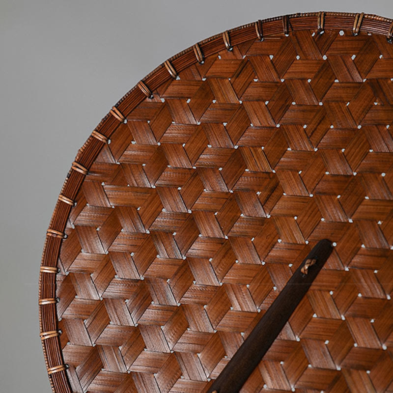 Nimara Ritual Vintage Chinese Style Handmade Round Octagonal Shaped Bamboo Long Handle Fan