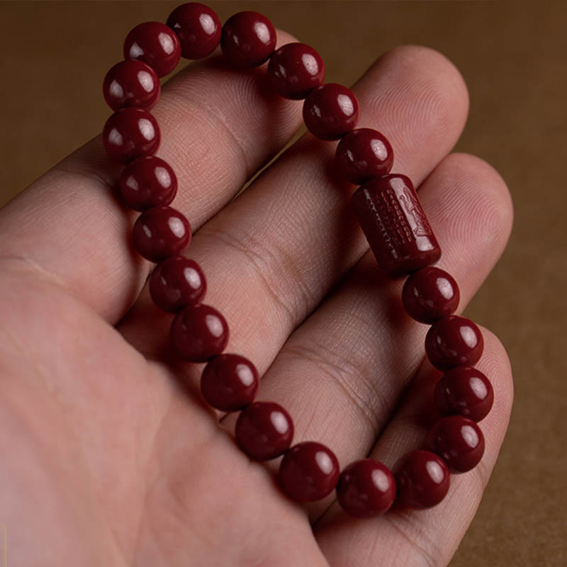 Nimara Ritual Natural Cinnabar Heart Sutra Blessing Bracelet