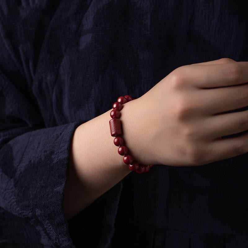 Nimara Ritual Natural Cinnabar Heart Sutra Blessing Bracelet