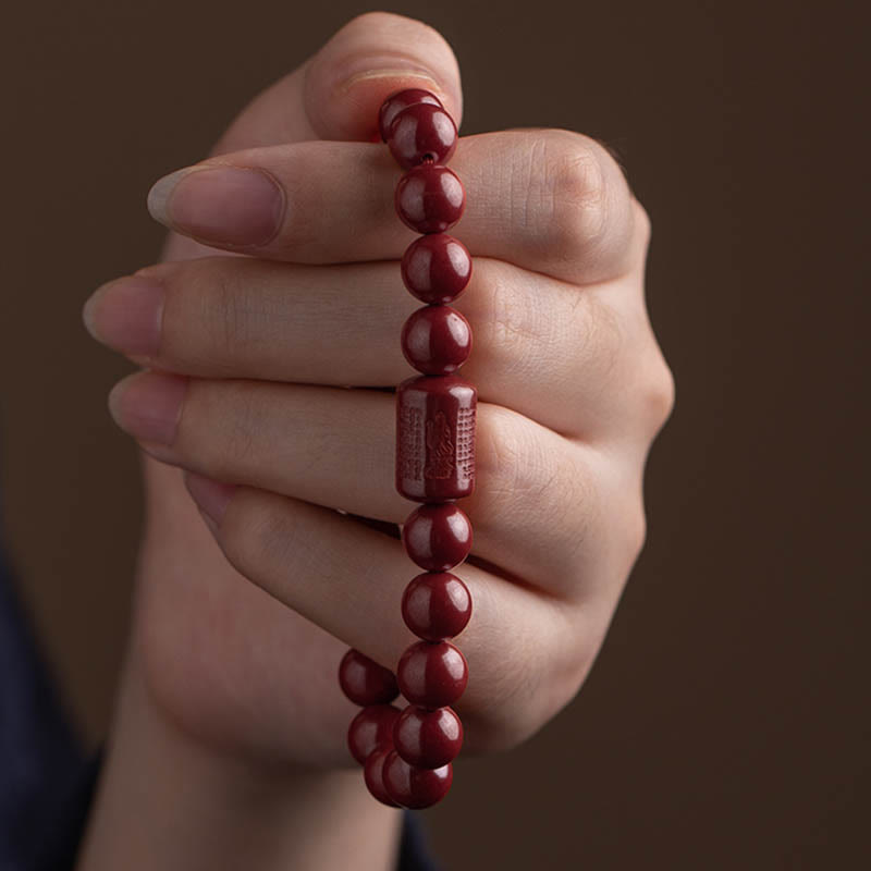 Nimara Ritual Natural Cinnabar Heart Sutra Blessing Bracelet