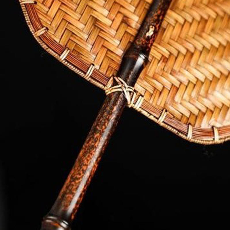 Nimara Ritual Chinese Style Handmade Bamboo Woven Round Oval Banana Shape Long Handle Fan