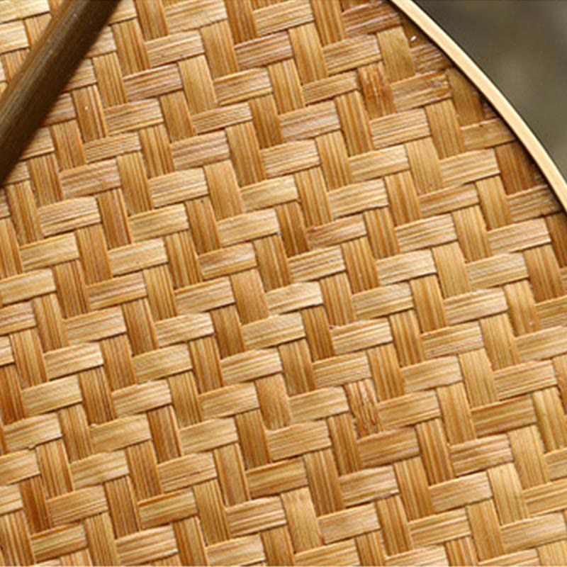 Nimara Ritual Chinese Style Handmade Bamboo Woven Oval Round Banana Conical Shape Long Handle Fan