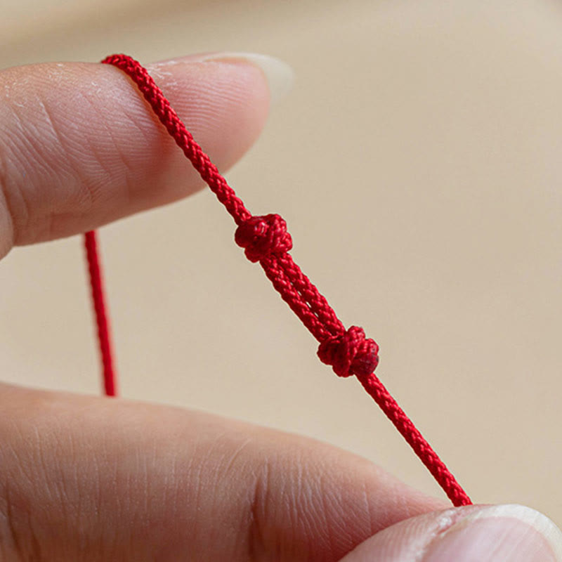 Nimara Ritual Handmade 925 Sterling Silver Fu Character Red Agate Fortune Braided Ultra-Thin Rope Bracelet
