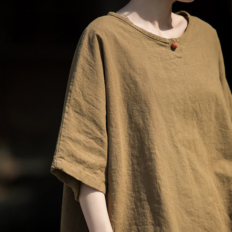 Nimara Ritual Causal Half Sleeve Ramie Linen Cotton T-shirt Tee