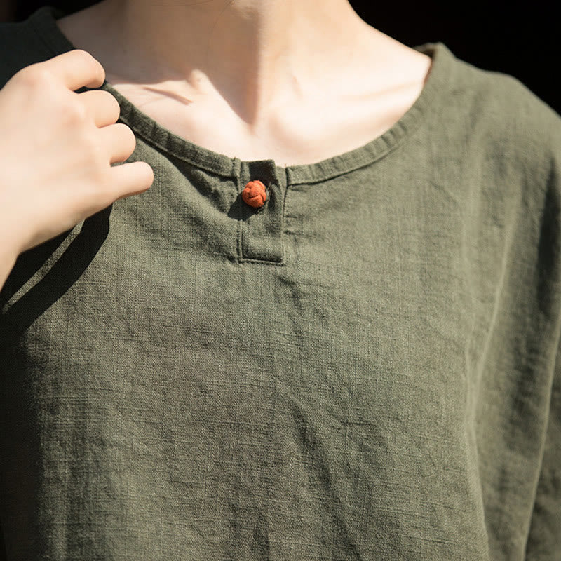 Nimara Ritual Causal Half Sleeve Ramie Linen Cotton T-shirt Tee