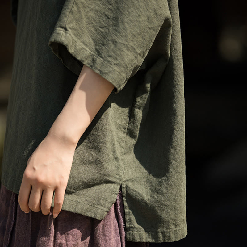 Nimara Ritual Causal Half Sleeve Ramie Linen Cotton T-shirt Tee