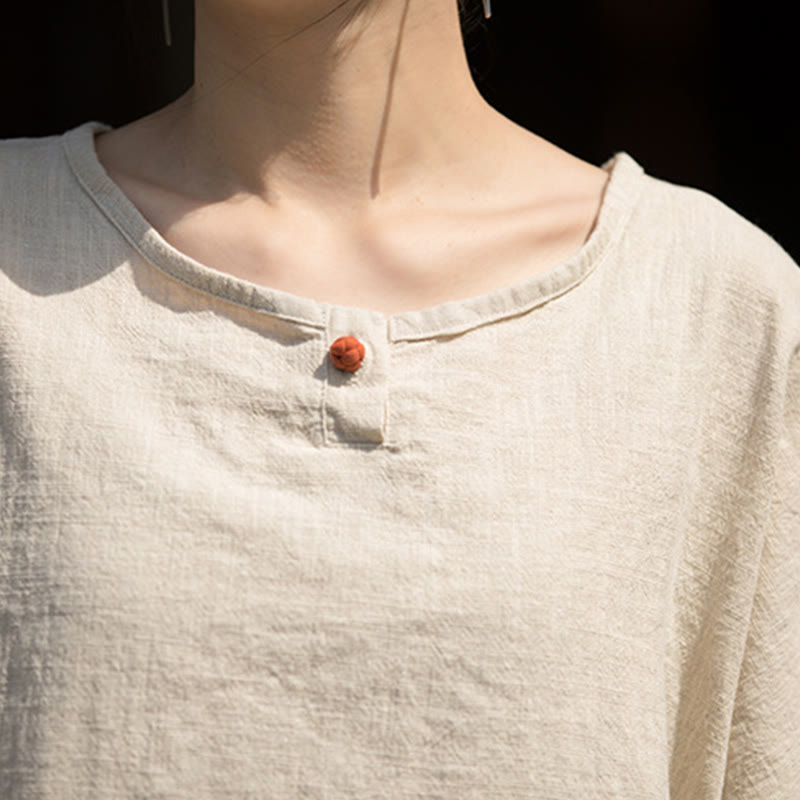 Nimara Ritual Causal Half Sleeve Ramie Linen Cotton T-shirt Tee