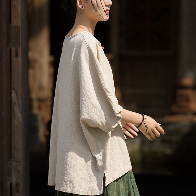 Nimara Ritual Causal Half Sleeve Ramie Linen Cotton T-shirt Tee