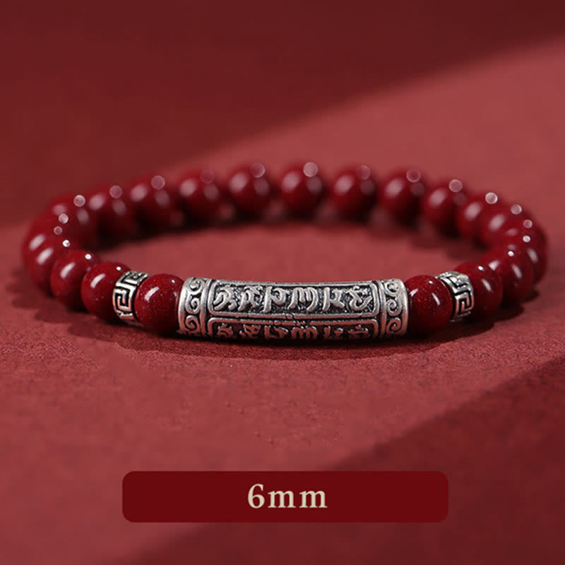 Nimara Ritual Cinnabar 999 Sterling Silver Six True Words Blessing Bracelet
