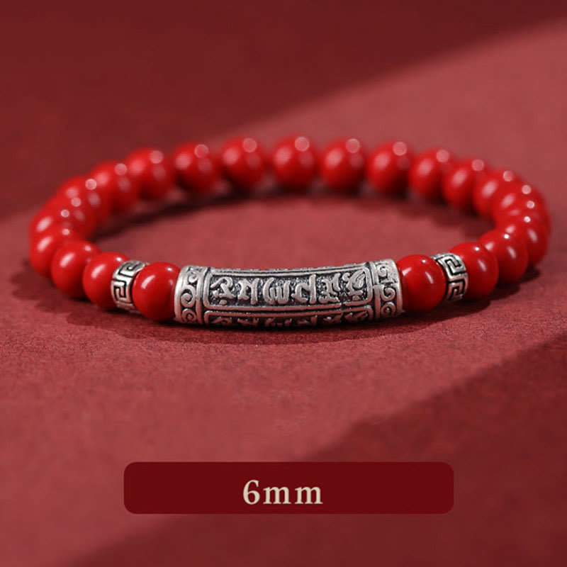 Nimara Ritual Cinnabar 999 Sterling Silver Six True Words Blessing Bracelet
