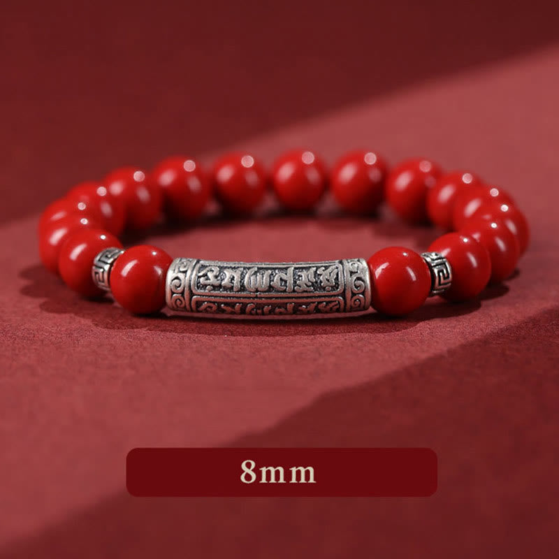 Nimara Ritual Cinnabar 999 Sterling Silver Six True Words Blessing Bracelet
