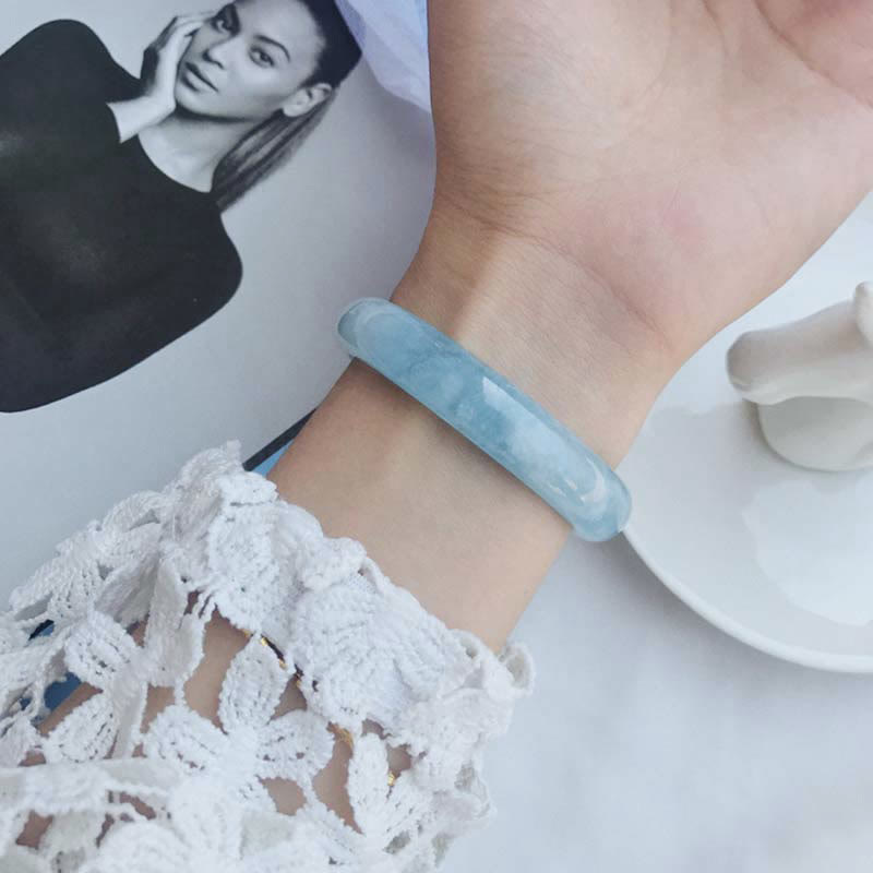 Nimara Ritual Natural Aquamarine Blessing Bangle Bracelet