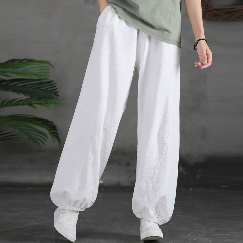 Nimara Ritual Plain Color Ramie Linen Cotton Women's Pants With Pockets