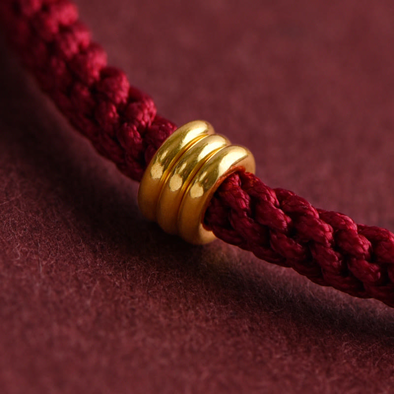 Nimara Ritual 999 Gold Triple Ring Design Handmade Connection Braided Rope Bracelet