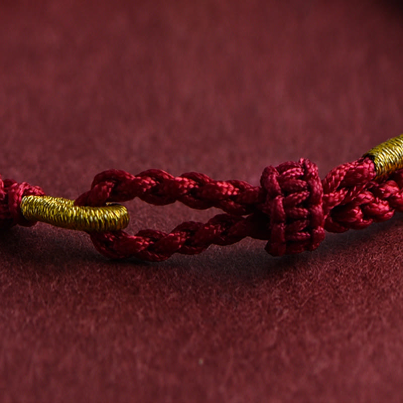 Nimara Ritual 999 Gold Triple Ring Design Handmade Connection Braided Rope Bracelet