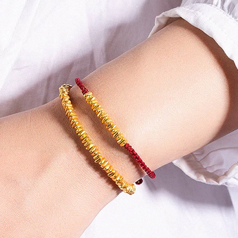 Nimara Ritual 999 Gold Small Gold Pieces Design Handmade Protection Braided Rope Bracelet