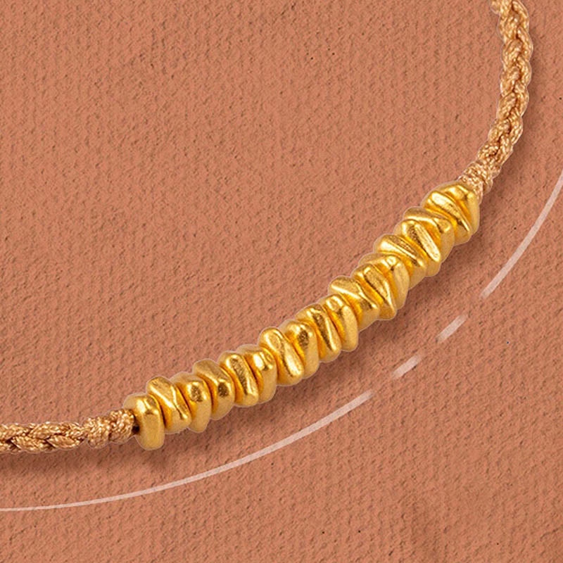 Nimara Ritual 999 Gold Small Gold Pieces Design Handmade Protection Braided Rope Bracelet